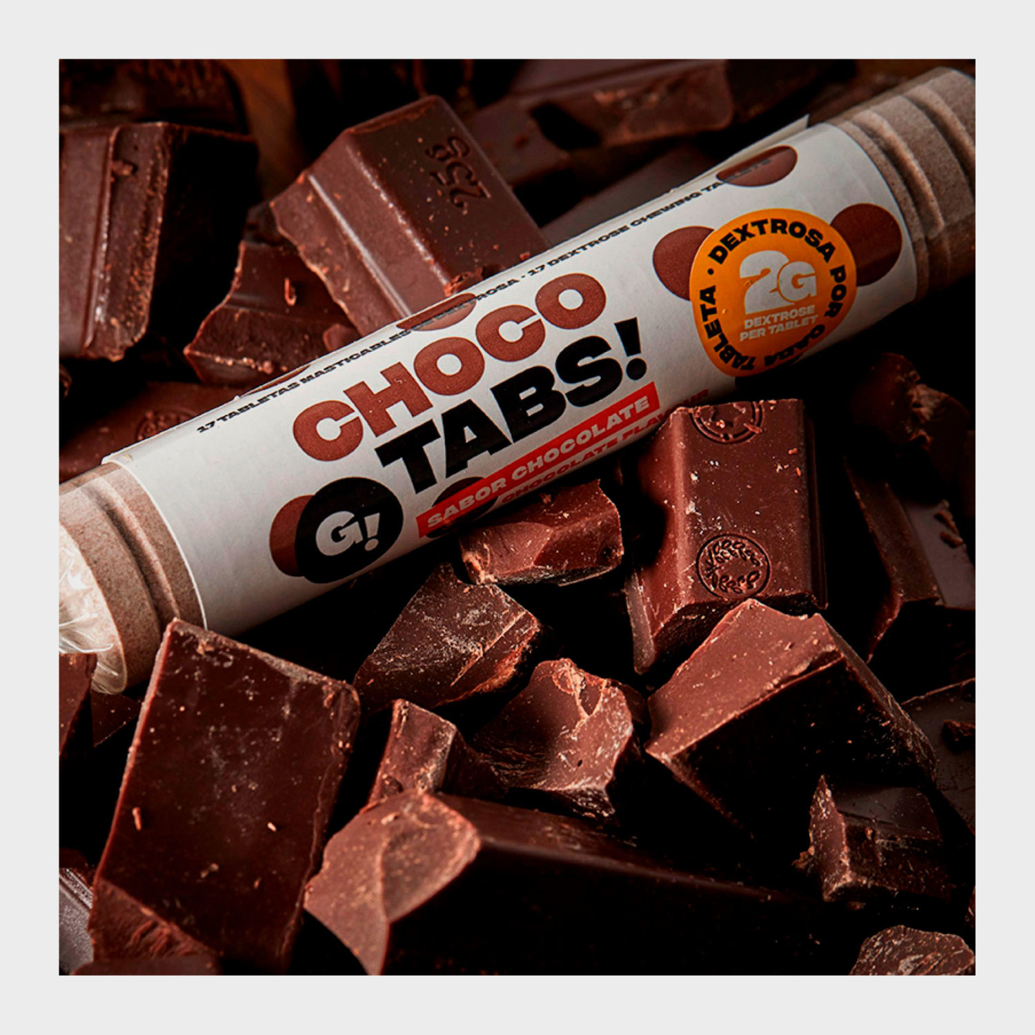 Chocotabs roll de pastillas de glucosa de chocolate.